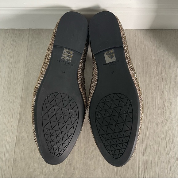 NWOT Kurt Geiger Gold Chelsea Leather Loafers, size 40 (9) women’s glam flats - Picture 7 of 7